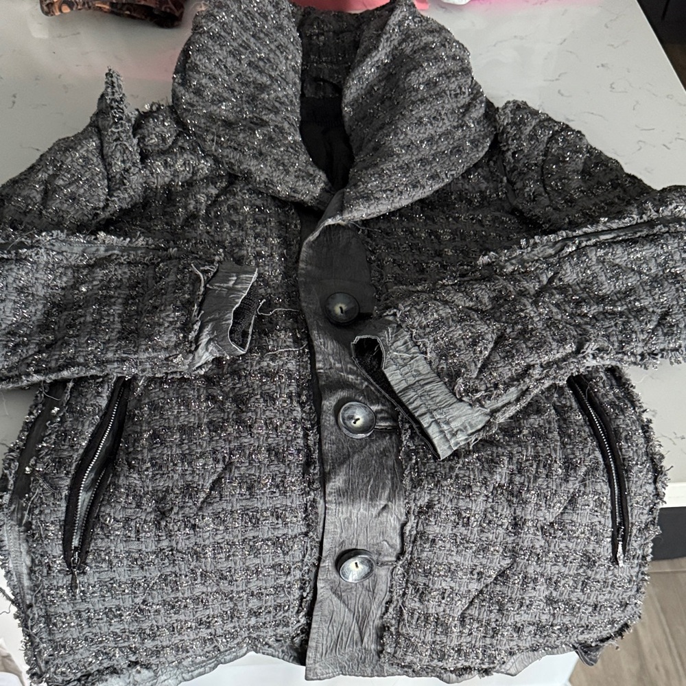 Kohshim Satoh drop shoulder puffy collar coat